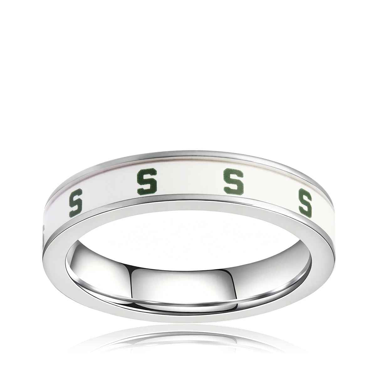 Collegiate Collection 4.5mm Michigan State Spartans Ring in Stainless Steel