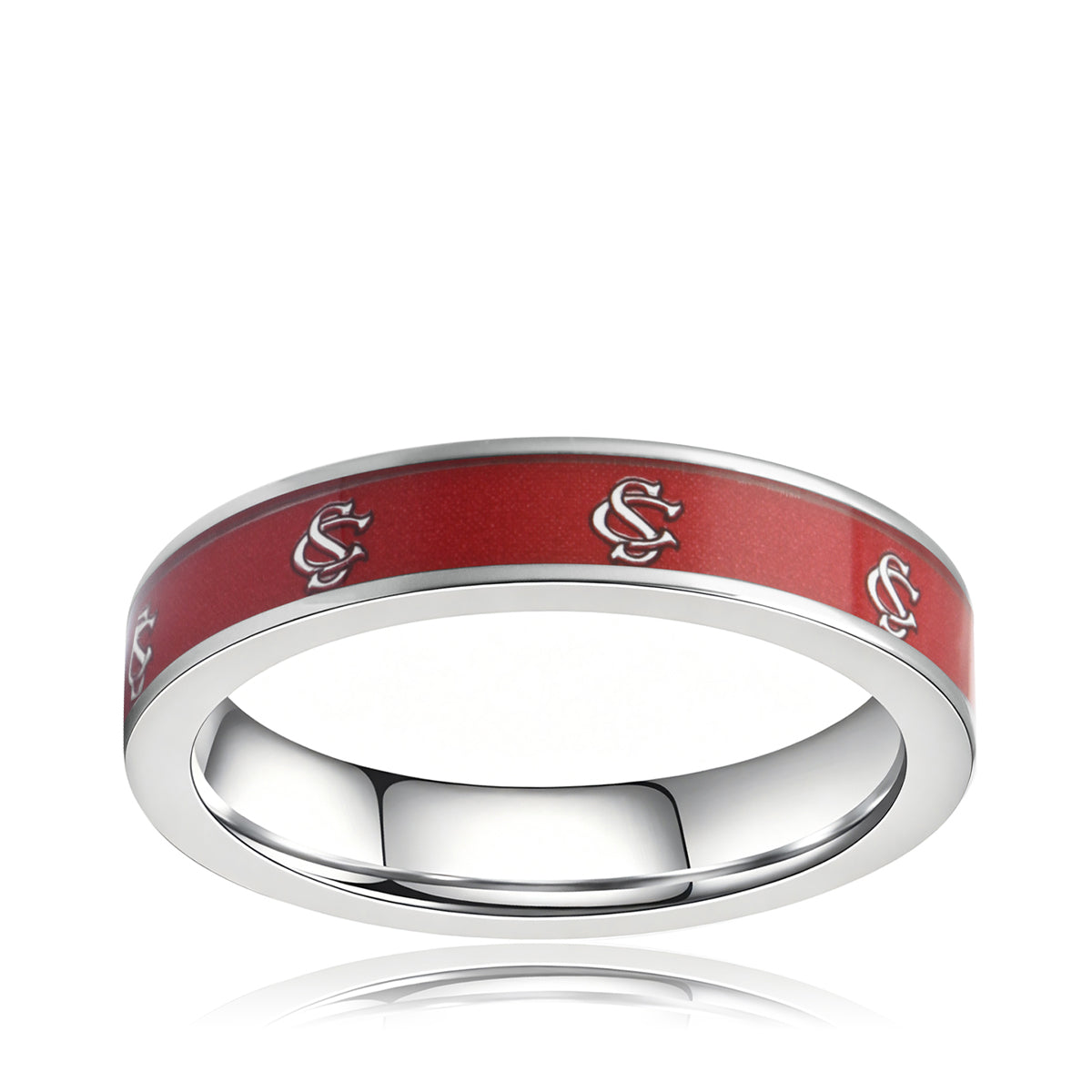 red university of South Carolina silver ring