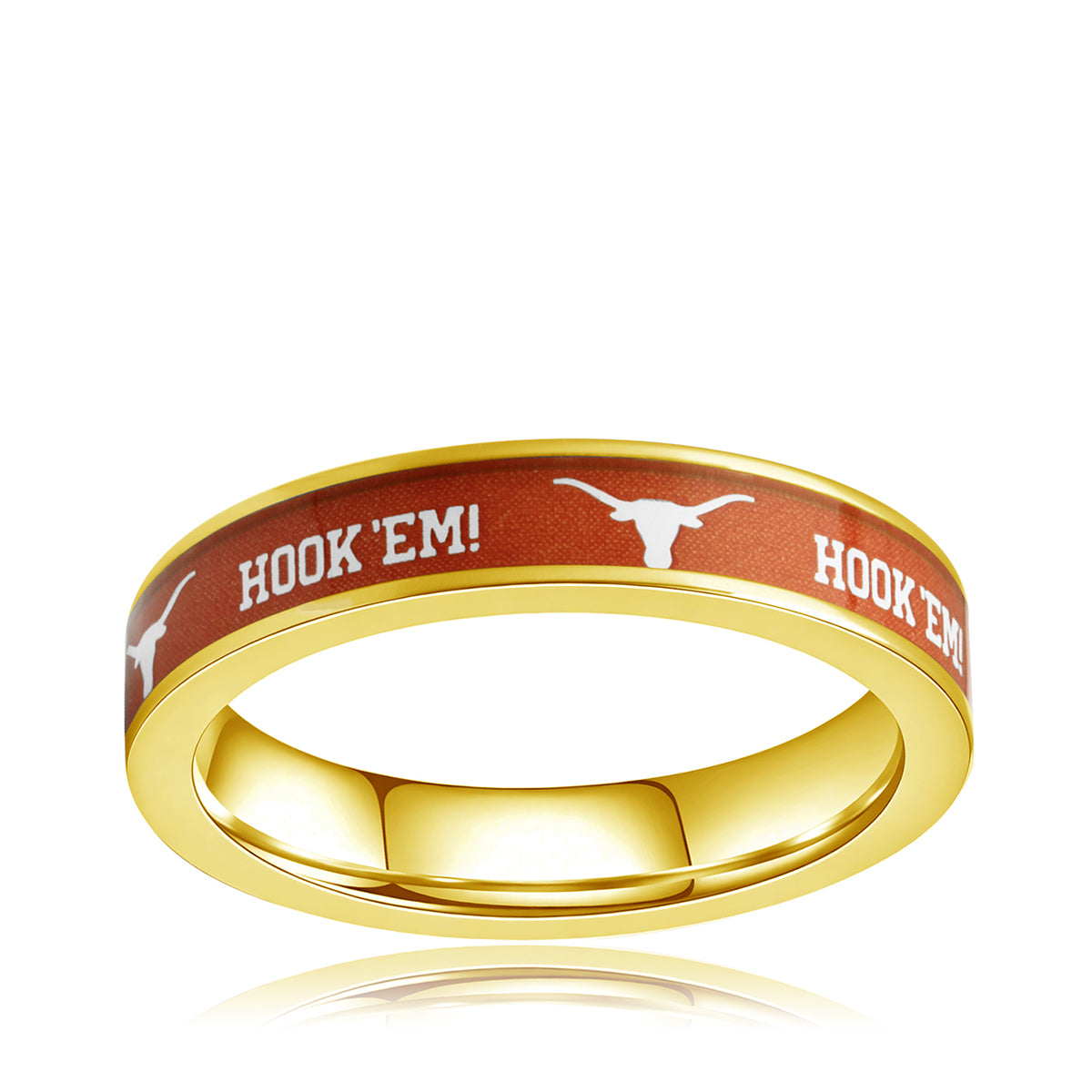 orange Texas hook em gold ring