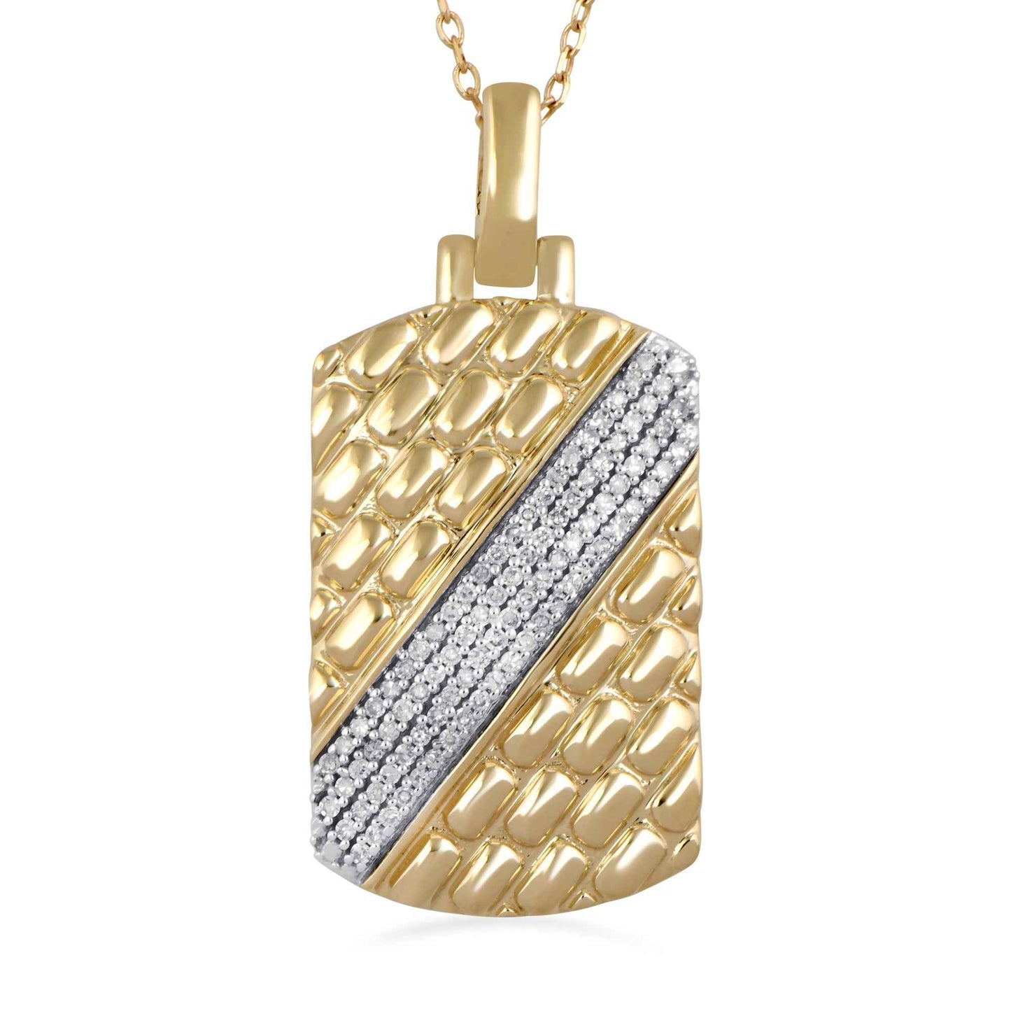 1/5 ct. tw. Men's Diamond Dog Tag Pendant in 10K Yellow Gold