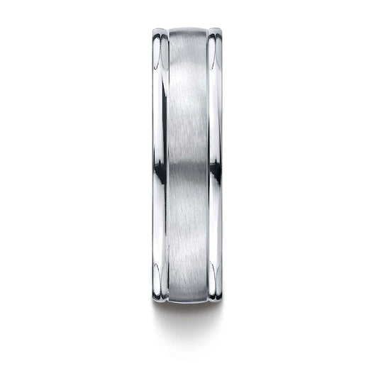 BENCHMARK Mens 6MM Cobalt Chrome Wedding Band with Satin Finish close-up detail