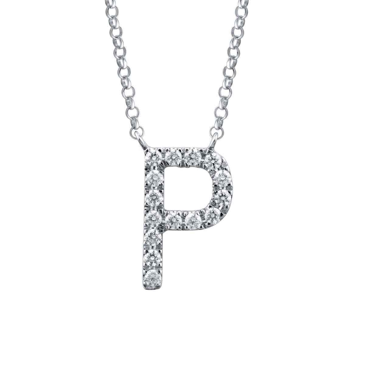 1/10 ct. tw. Diamond Letter P 10mm Pendant in 10K White Gold