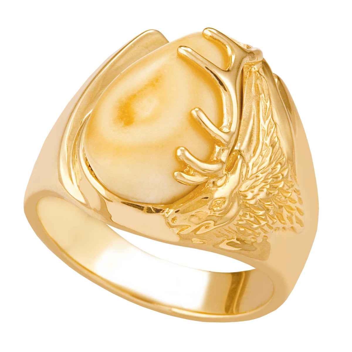 Men's Elk Ivory Ring in 14K Yellow Gold - I41756 Bighorn
