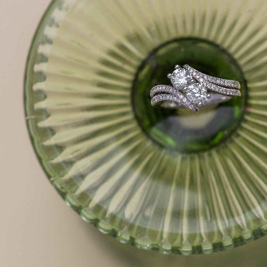 2BeLoved 1-1/5 ct. tw. Round 2-Stone Diamond Ring in 14K White Gold close-up detail