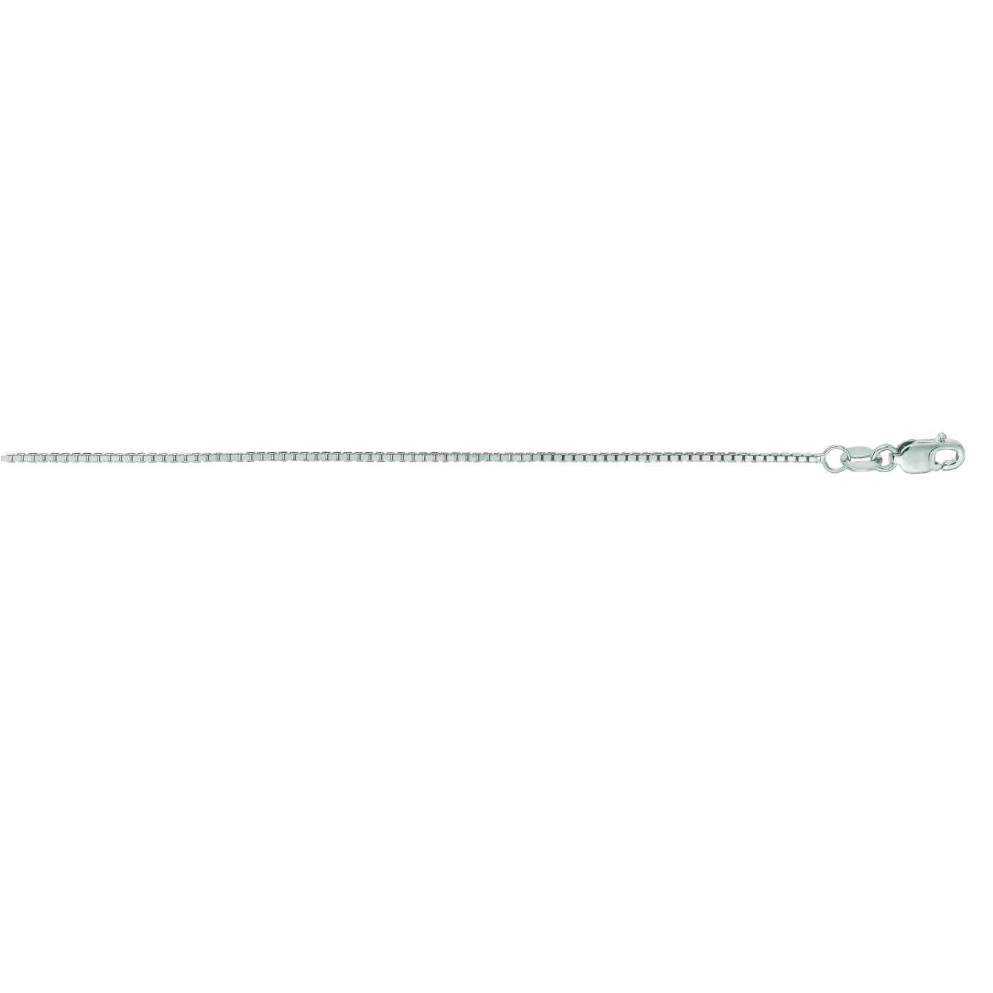 1mm 24-inch Box Chain 10K White Gold front view