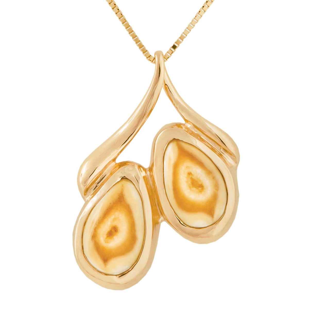 Ladies' Elk Ivory Double Ivory Pendant in 14K Yellow Gold - I420054 Montague