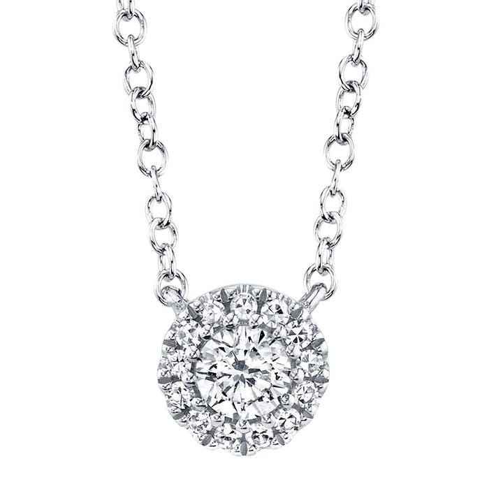 Shy Creation 1/7 ct. tw. Halo Pendant in 14K White Gold