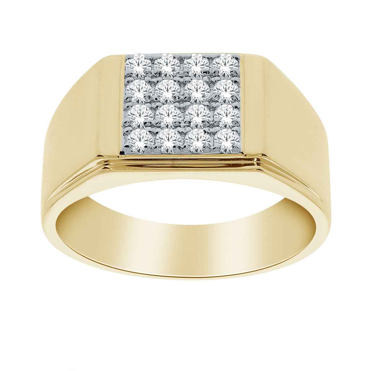 1/2 ct. tw. Men's Square Cluster Diamond Ring in 10K Yellow Gold