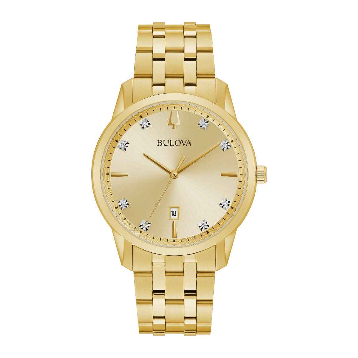 Bulova Men's Sutton Gold-Tone Stainless Steel Watch with Diamonds on Dial