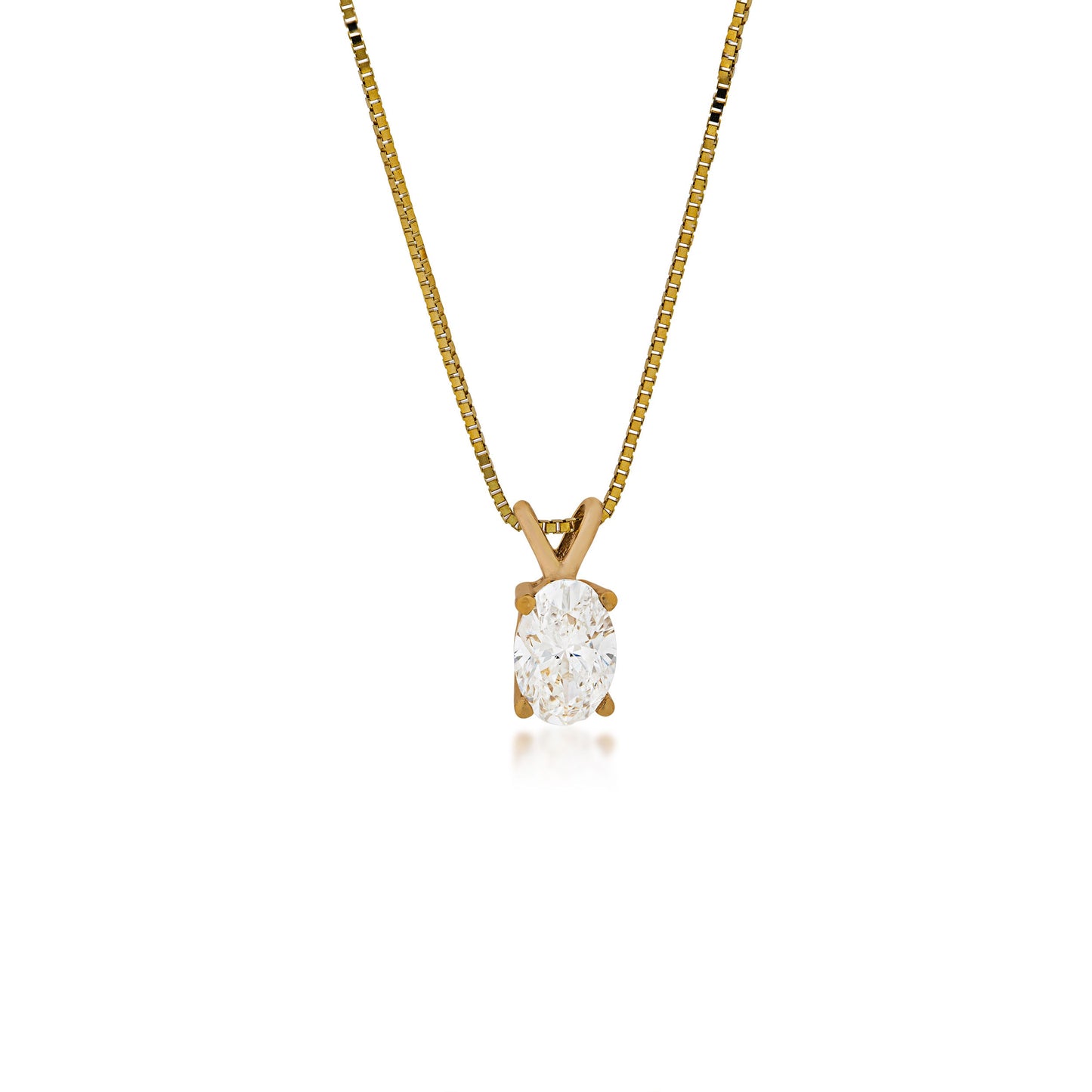 3/8 ct. tw. Oval Diamond Solitaire Pendant in 14K Yellow Gold
