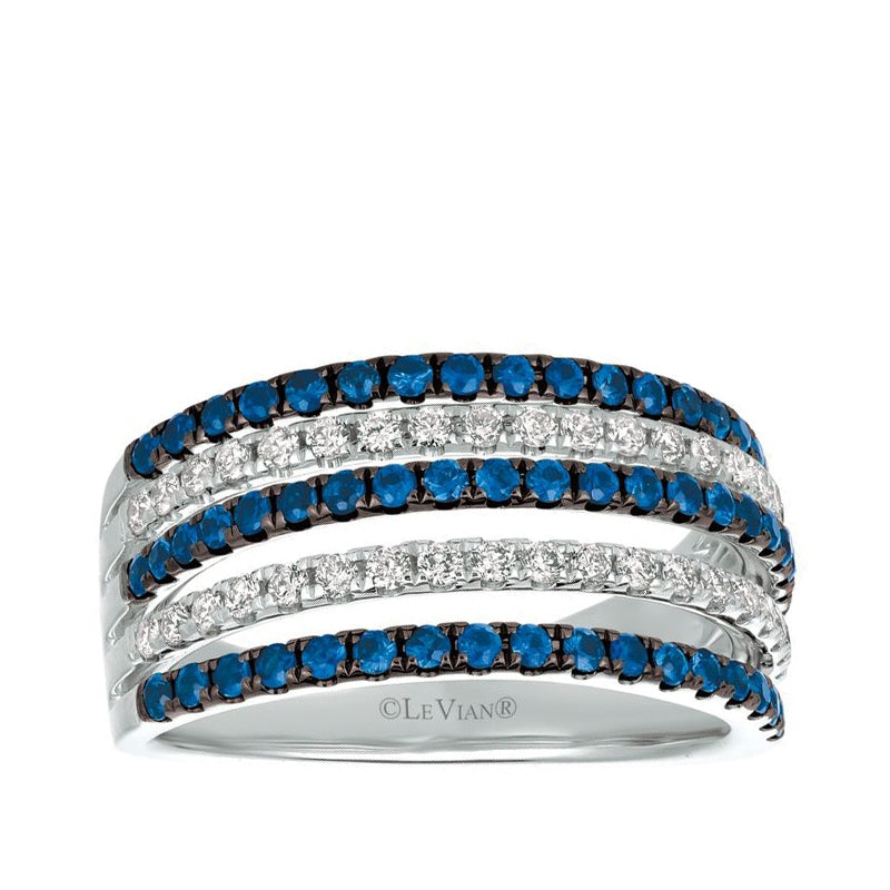 Le Vian Blueberry Sapphire & 1/3 ct. tw. Vanilla Diamond Multi-Row Ring in 14K Vanilla Gold