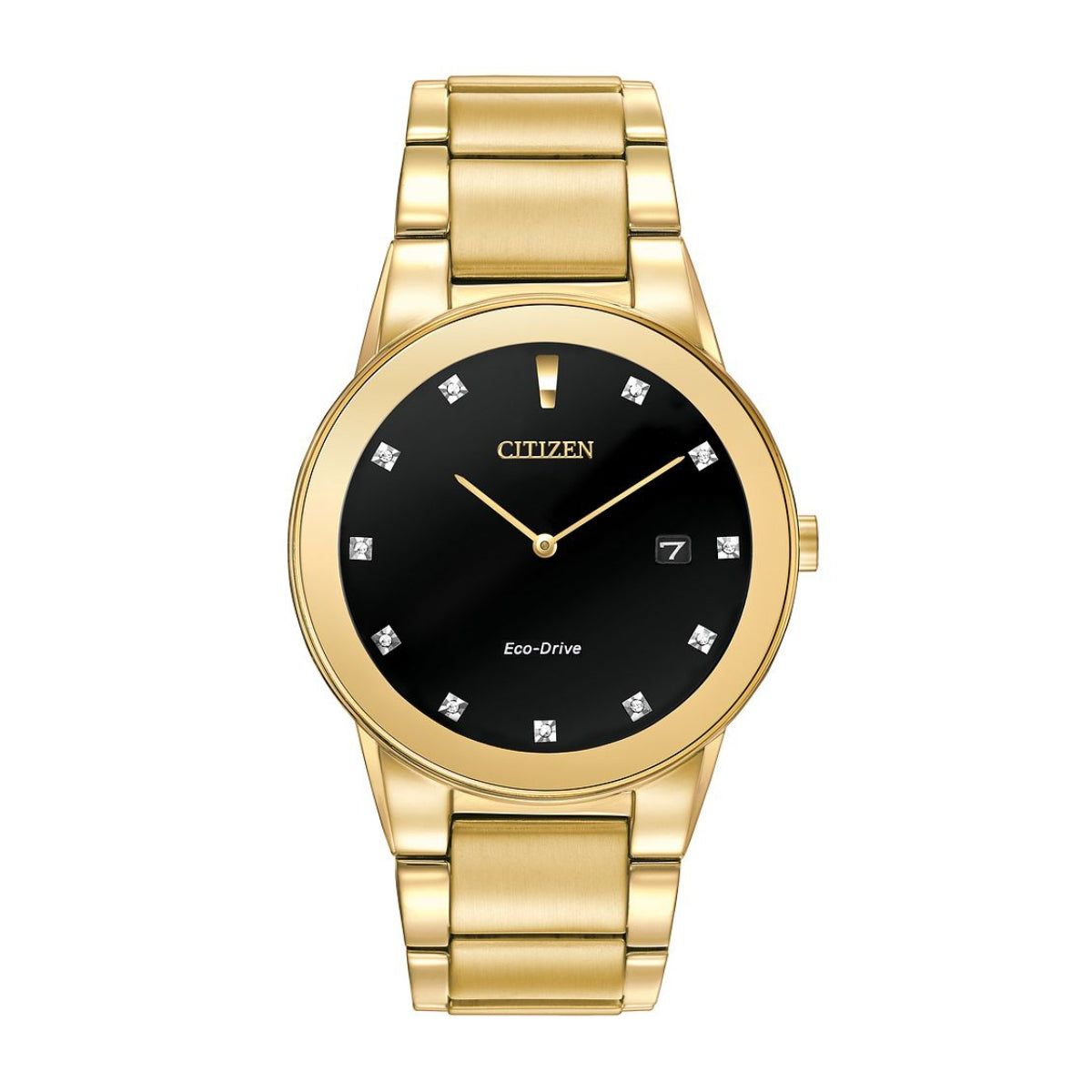 Citizen Men's Axiom Diamond Gold-Tone Stainless Steel Watch with Black Dial