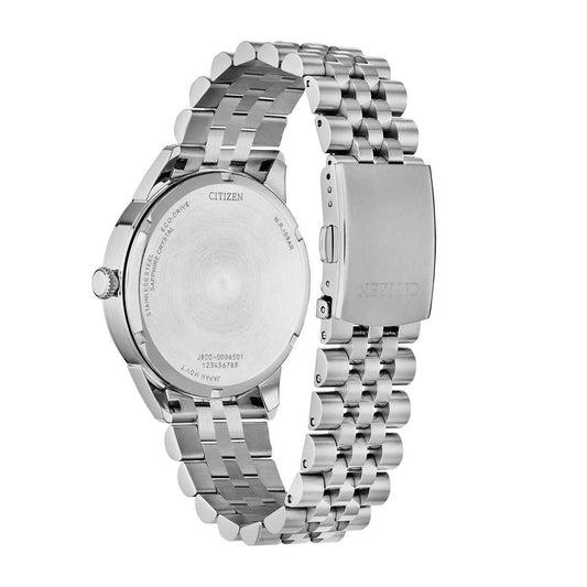 Citizen Men's Rolan Eco-Drive Stainless Steel Watch with Blue Dial front view