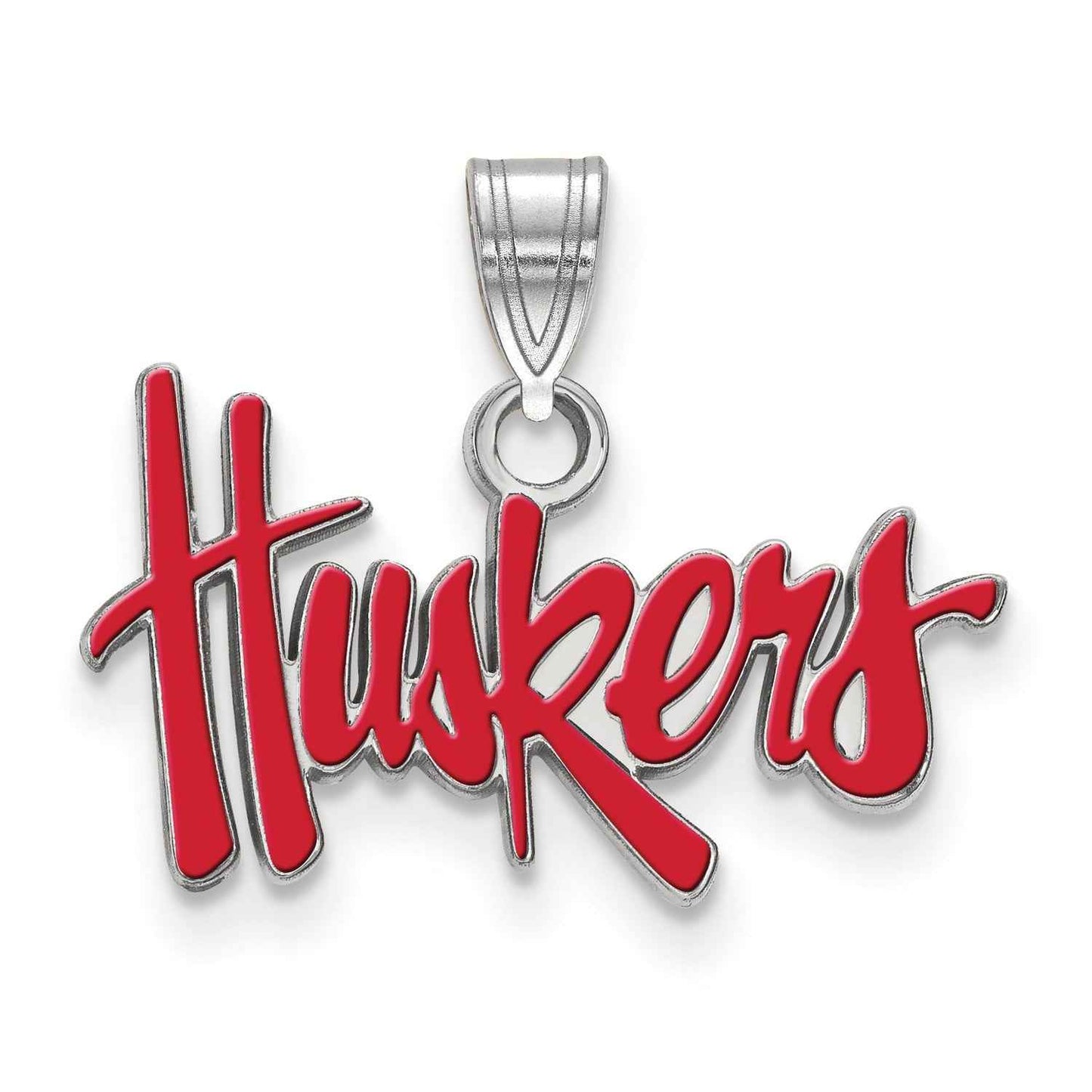 Nebraska Huskers Red Large Logo Pendant in Sterling Silver