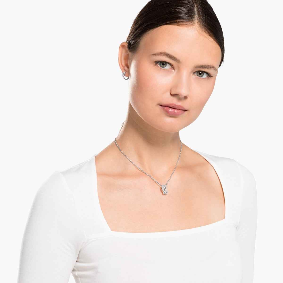 Swarovski White Stone Twist Set front view