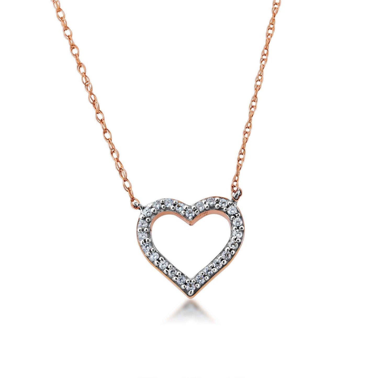 1/10 ct. tw. Heart-Shaped Diamond Pendant in 10K Pink Gold
