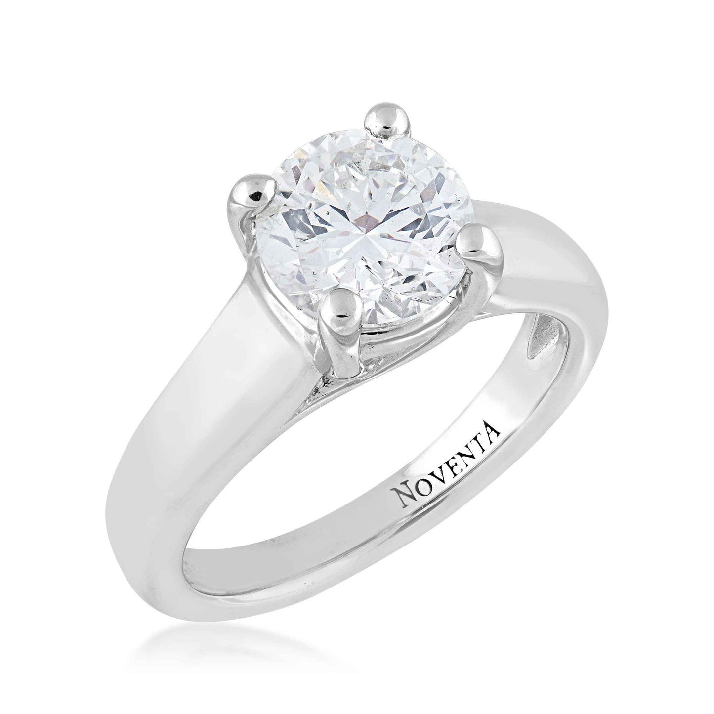 Noventa 2 ct. tw. Round Diamond Solitaire Engagement Ring in 14K White Gold front view