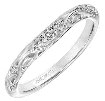 ArtCarved 1/10 ct. tw. Classic Diamond Wedding Band in 14K White Gold front view