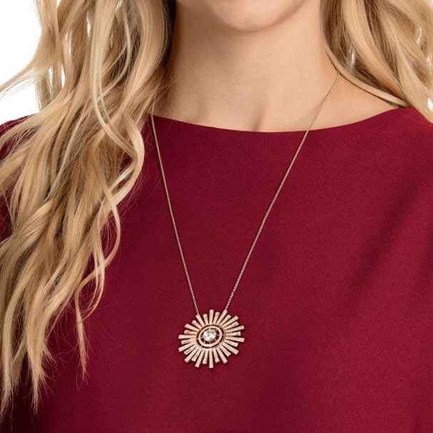 Swarovski Sunshine Collection White Crystal Necklace in Rose Plating front view