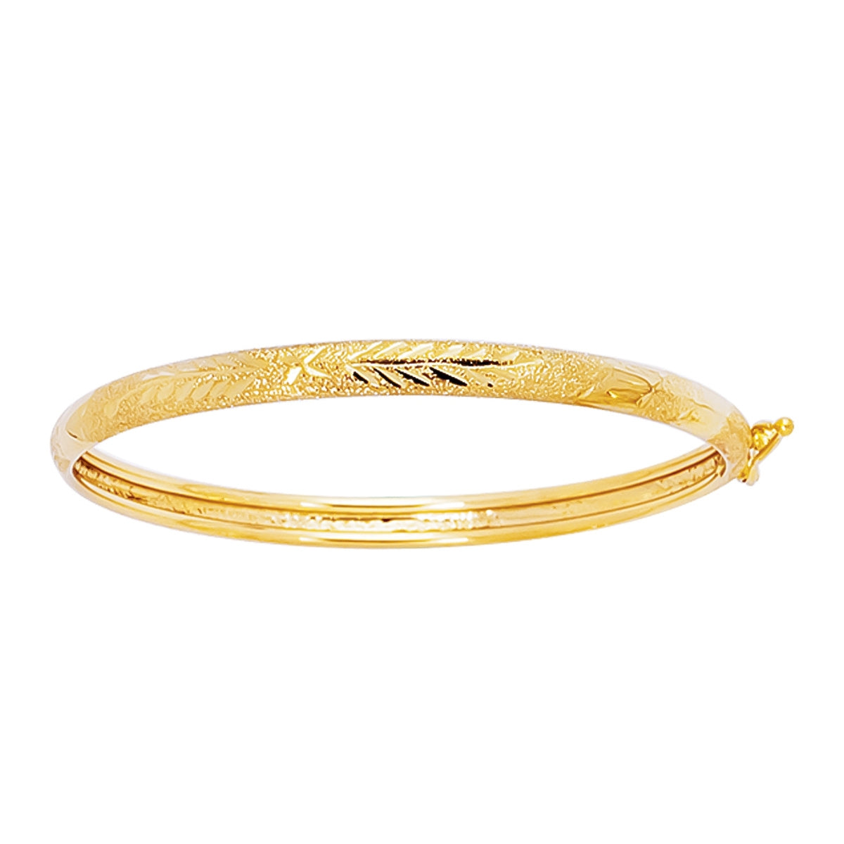 Children's Leaf Bangle Bracelet in 14K Yellow Gold