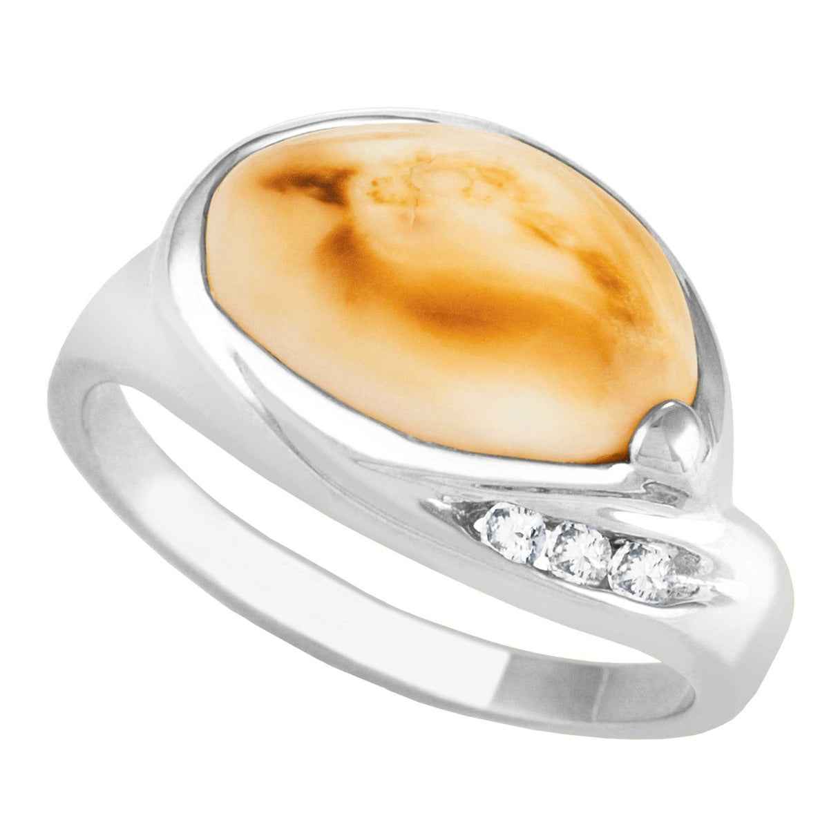 Ladies' Elk Ivory Ring with .06 ct. tw. Diamonds in 10K White Gold - I1777DW Sierra