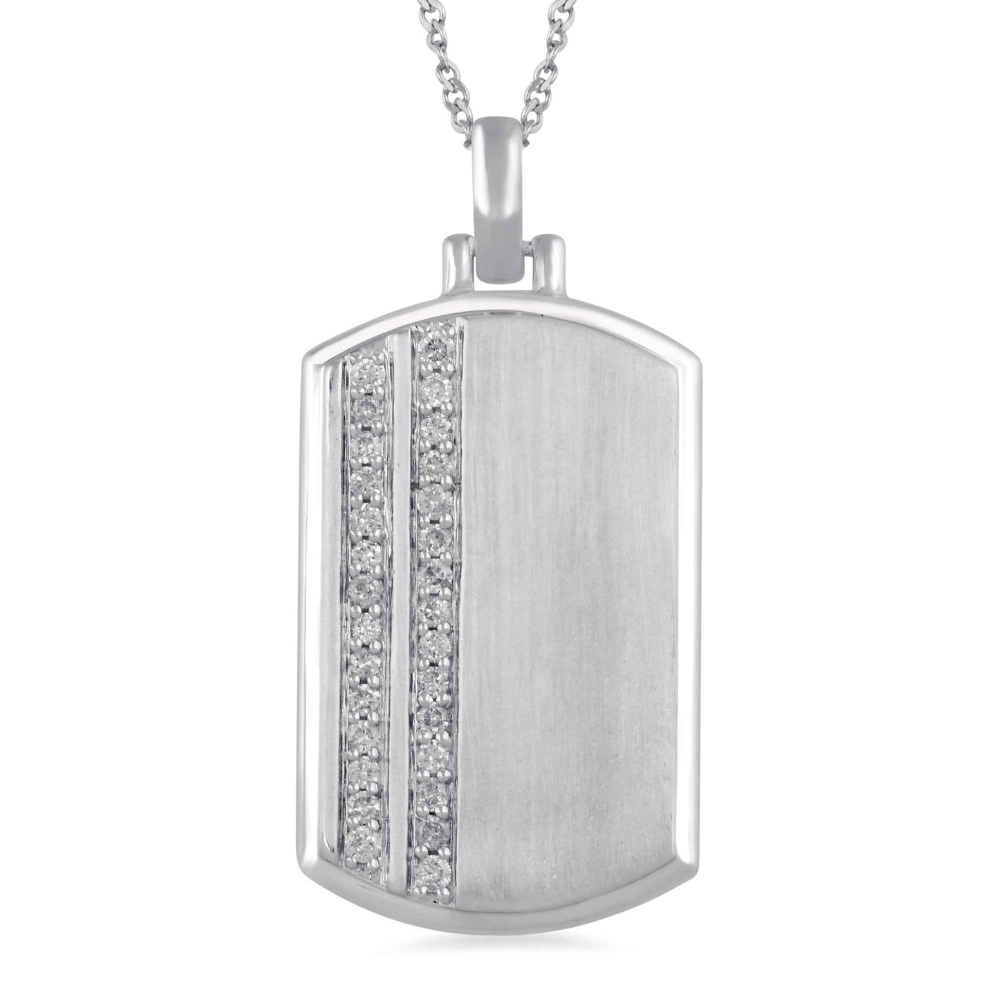 1/3 ct. tw. Men's Diamond Dog Tag Pendant in Sterling Silver