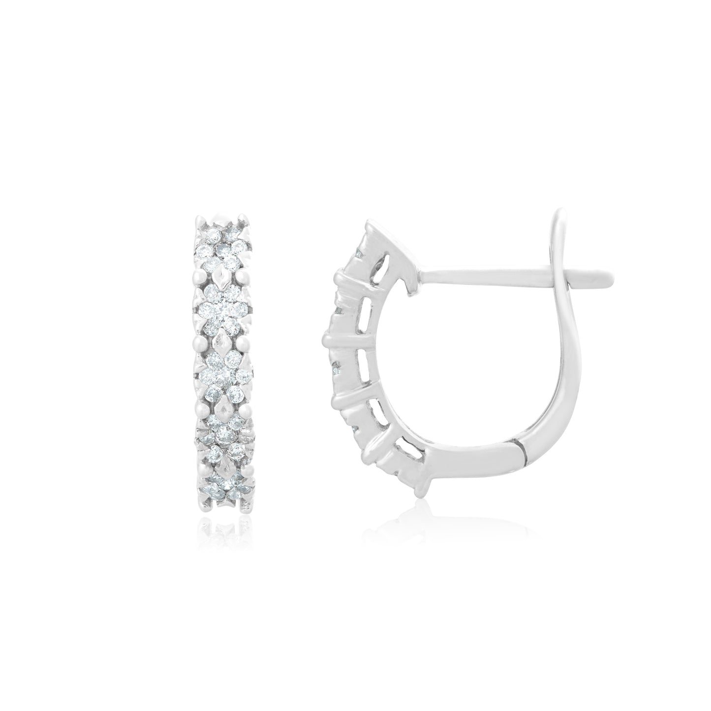 1/4 ct. tw. White Cluster Diamond Fashion Hoop Earrings in 14K White Gold