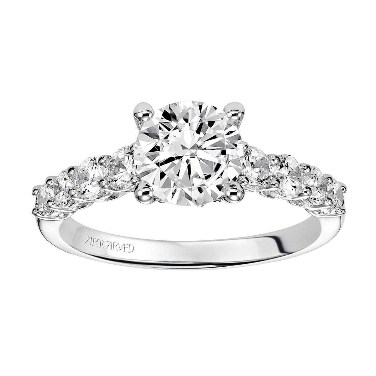 Artcarved Classic 5/8 ct. tw. Split Shank Round Diamond Semi-Mount Engagement Ring in 14K White Gold side profile