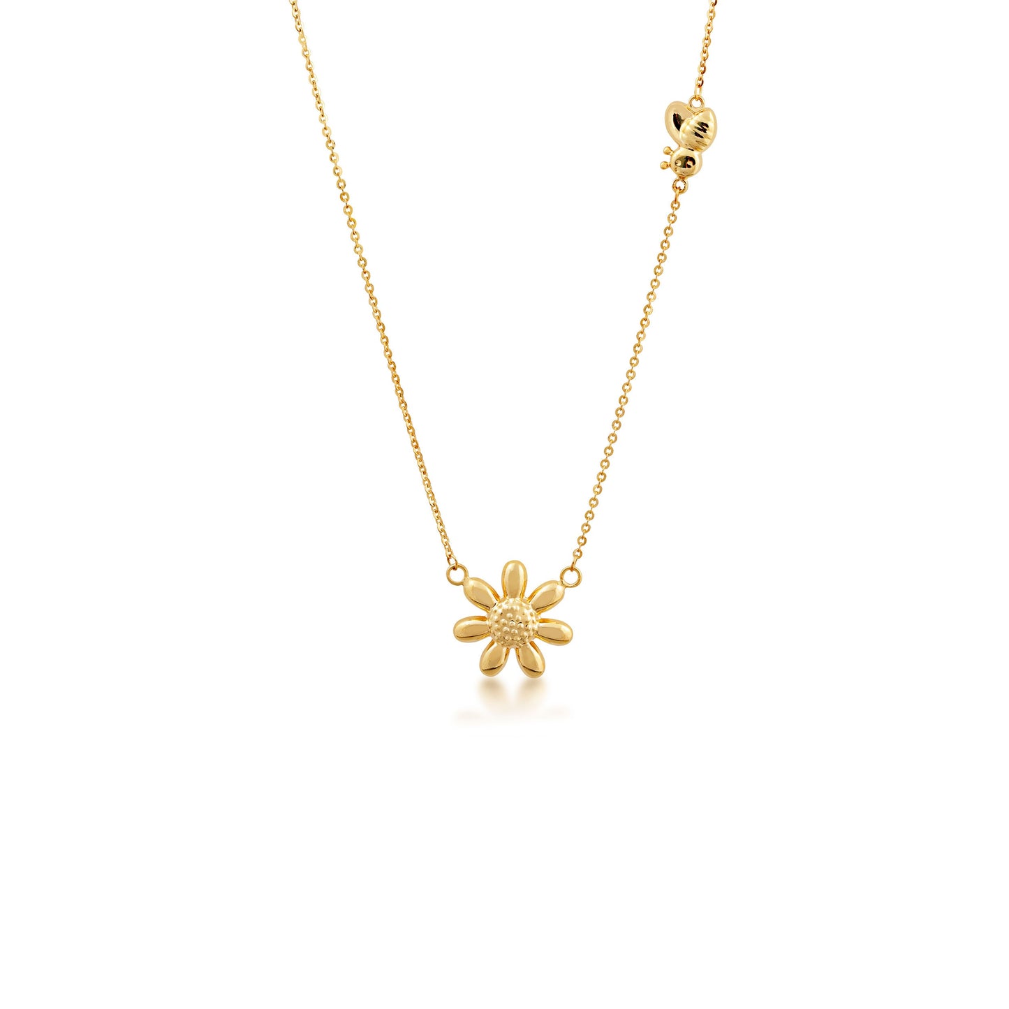 18-inch Daisy & Bumble Bee Fashion Necklace in 10K Yellow Gold