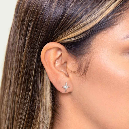 M by Monte Luna 1/8 ct. tw. Lab-Grown Diamond Cardinal Points Earrings in Rhodium Plated Sterling Silver