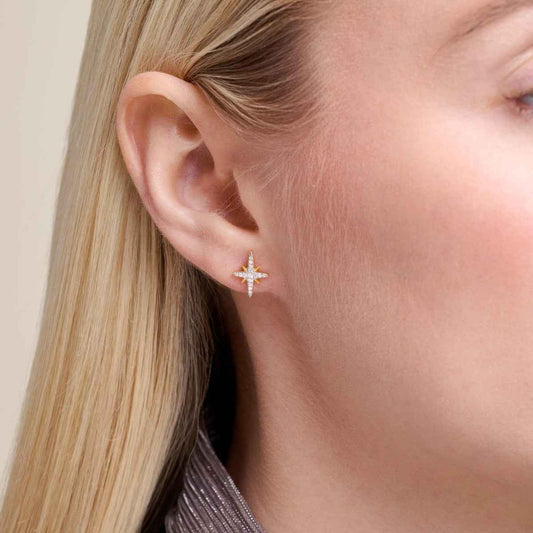 M by Monte Luna 1/8 ct. tw. Lab-Grown Diamond Cardinal Points Earrings in 14K Yellow Gold Plated Sterling Silver
