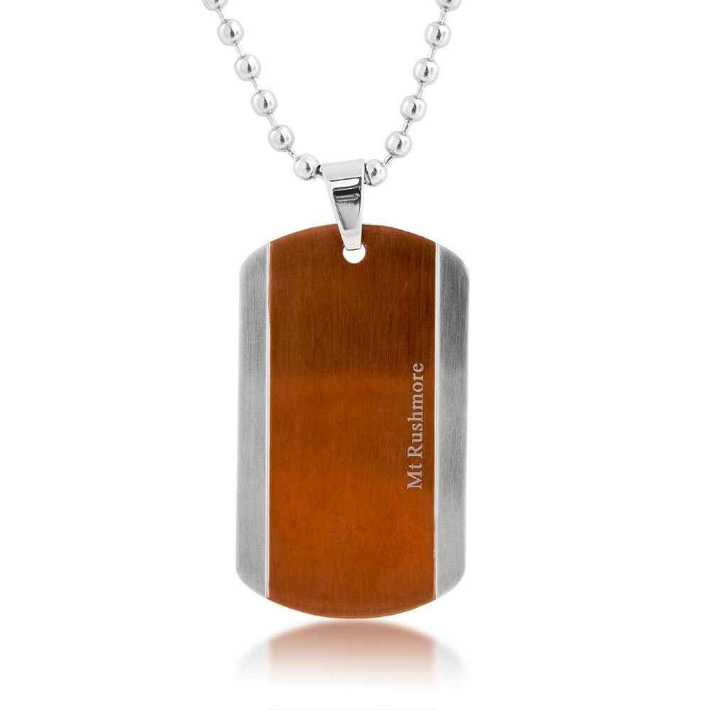 Chocolate Stainless Steel Mt. Rushmore Dog Tag Necklace