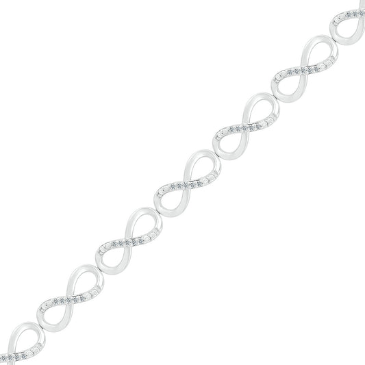 1/4 ct. tw. Diamond Infinity Link Bracelet in Sterling Silver front view
