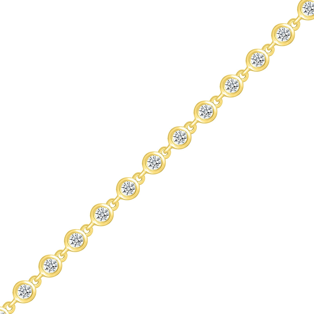 1 ct. tw. Round Diamond Bezel Link Bracelet in 10K Yellow Gold front view