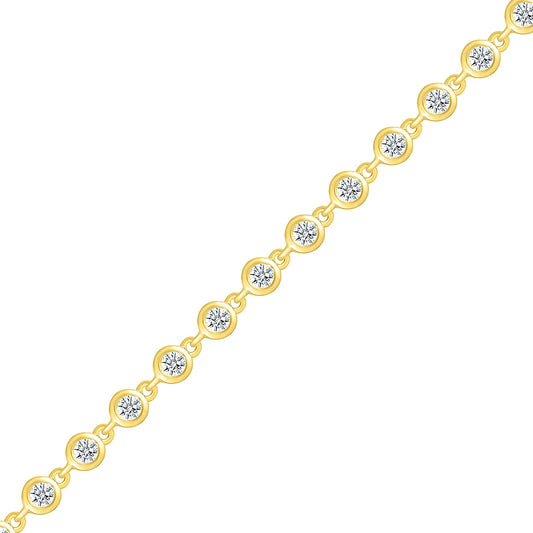 1 ct. tw. Round Diamond Bezel Link Bracelet in 10K Yellow Gold front view
