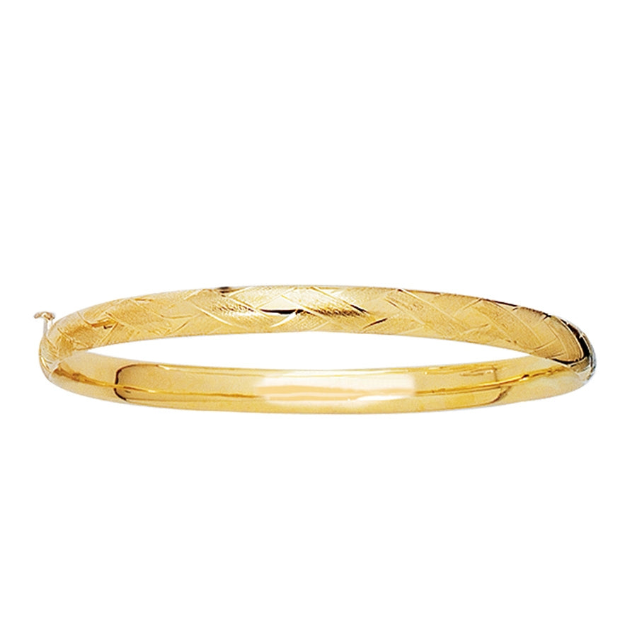 Children's X Pattern Bangle Bracelet in 14K Yellow Gold