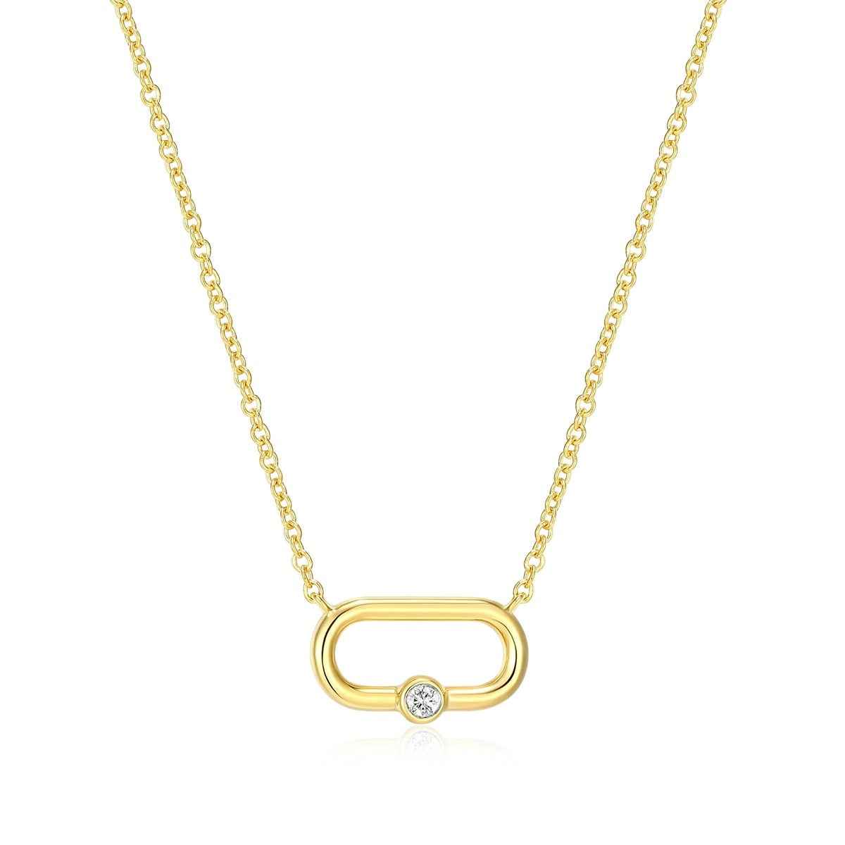 M by Monte Luna Lab-Grown Diamond Accent Paperclip Necklace in 14K Yellow Gold Plated Sterling Silver