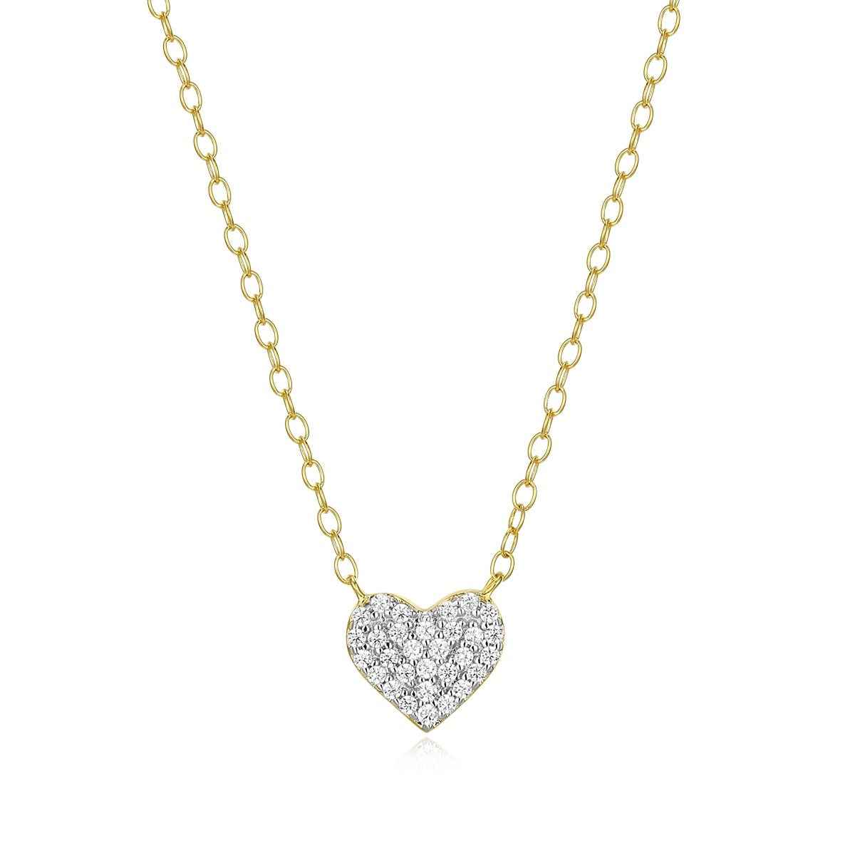 M by Monte Luna 1/10 ct. tw. Lab-Grown Diamond Heart Necklace in 14K Yellow Gold Plated Sterling Silver