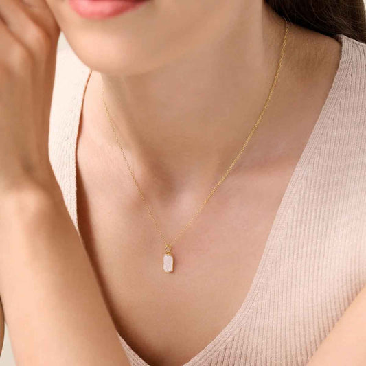 M by Monte Luna 1/8 ct. tw. Lab-Grown Diamond Hex Tag Pendant in 14K Yellow Gold Plated Sterling Silver front view