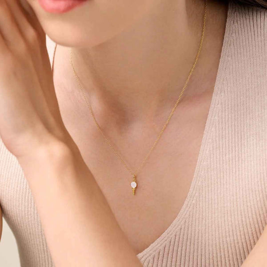 M by Monte Luna Lab-Grown Diamond Accent Latchkey Pendant in 14K Yellow Gold Plated Sterling Silver front view