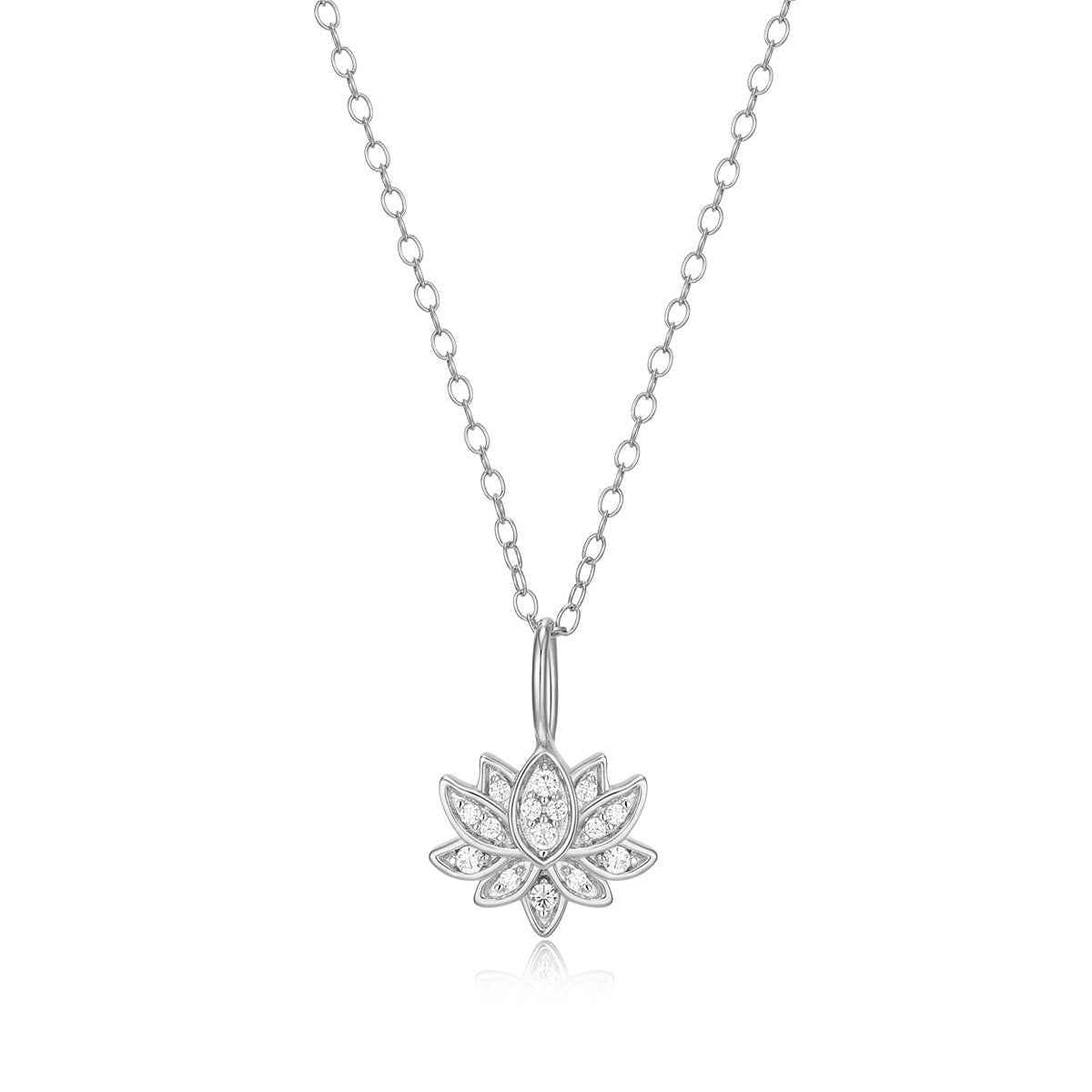 M by Monte Luna 1/10 ct. tw. Lab-Grown Diamond Lotus Pendant in 14K Yellow Gold Plated Sterling Silver