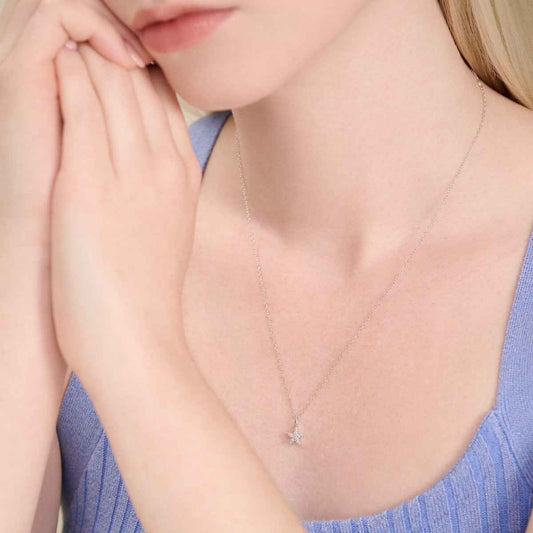 M by Monte Luna 1/10 ct. tw. Lab-Grown Diamond Starfish Pendant in Rhodium Plated Sterling Silver front view