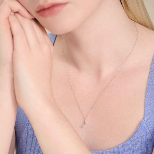 M by Monte Luna Lab-Grown Diamond Accent Eighth Note Pendant in Rhodium Plated Sterling Silver front view