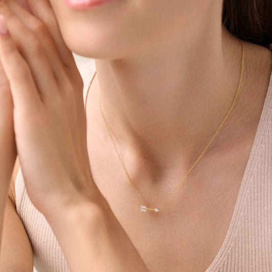 M by Monte Luna 1/10 ct. tw. Lab-Grown Diamond Arrow Necklace in 14K Yellow Gold Plated Sterling Silver front view