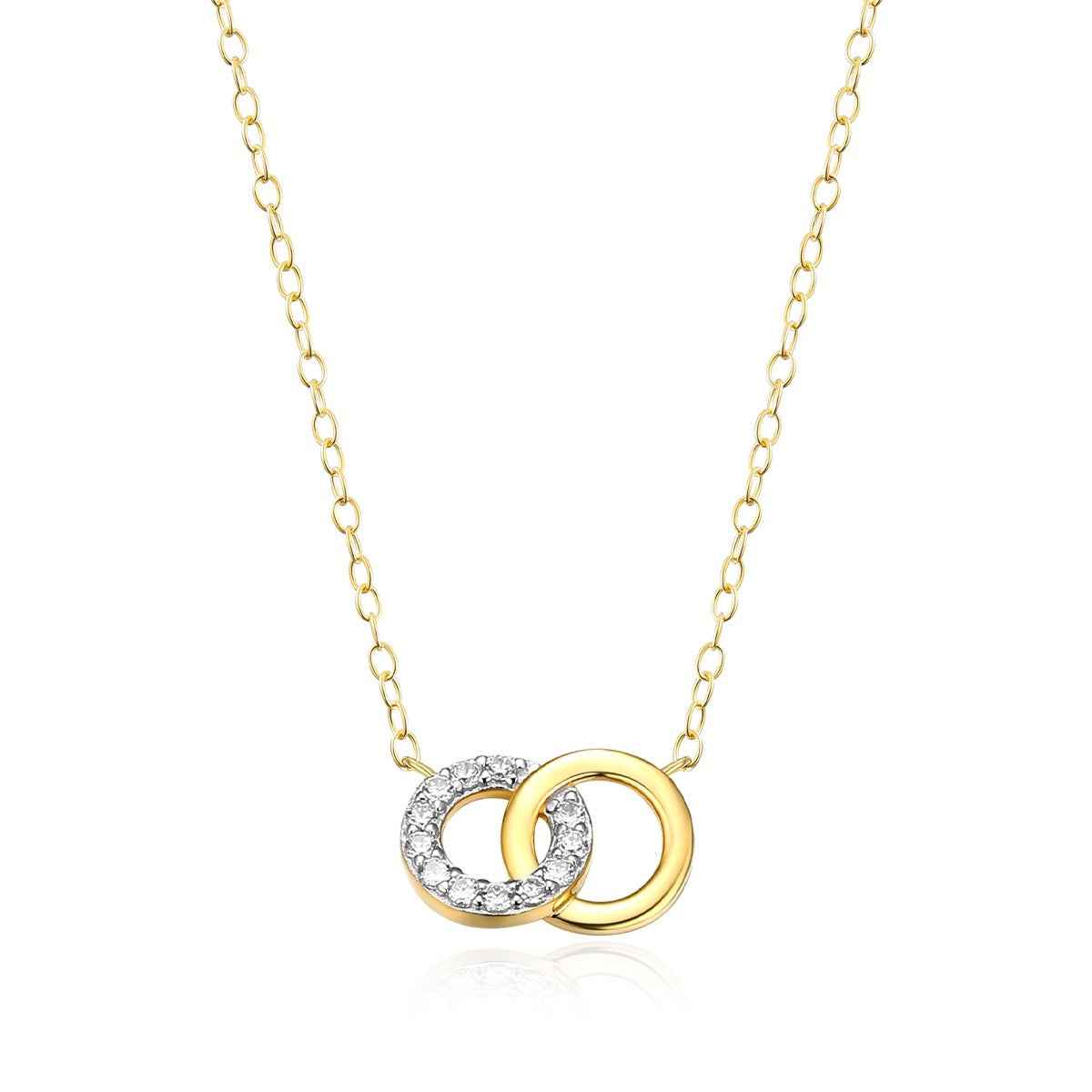 M by Monte Luna 1/10 ct. tw. Lab-Grown Diamond Linked Circle Pendant in 14K Yellow Gold Plated Sterling Silver
