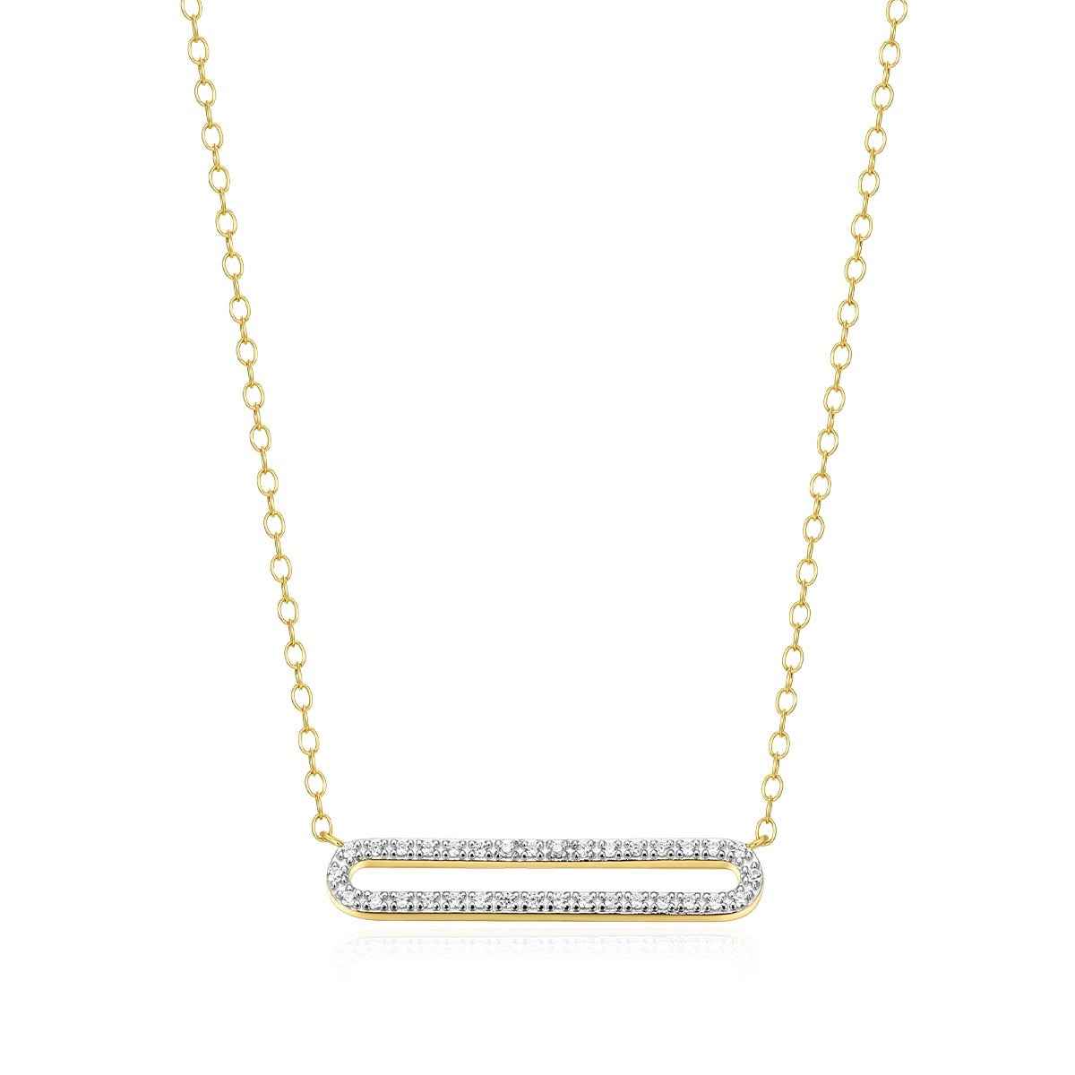M by Monte Luna 1/10 ct. tw. Lab-Grown Diamond Pave Paperclip Necklace in 14K Yellow Gold Plated Sterling Silver
