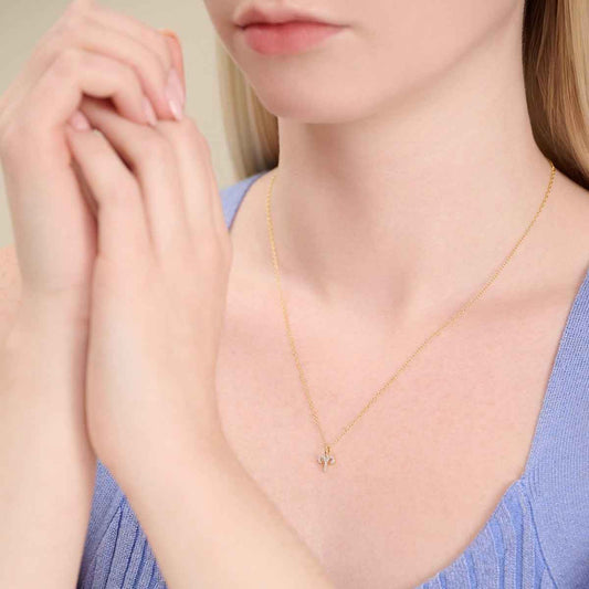M by Monte Luna Lab-Grown Diamond Accent Aries Pendant in 14K Yellow Gold Plated Sterling Silver front view