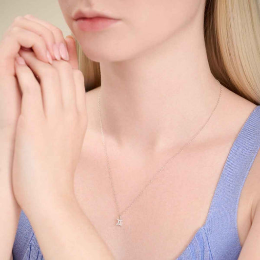 M by Monte Luna Lab-Grown Diamond Accent Gemini Pendant in Rhodium Plated Sterling Silver front view