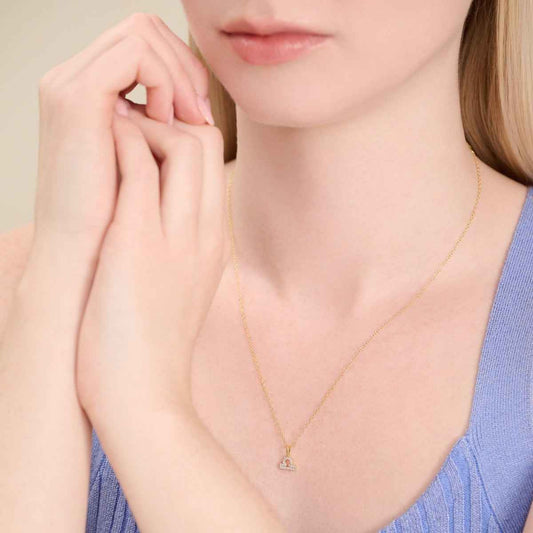 M by Monte Luna Lab-Grown Diamond Accent Libra Pendant in 14K Yellow Gold Plated Sterling Silver front view