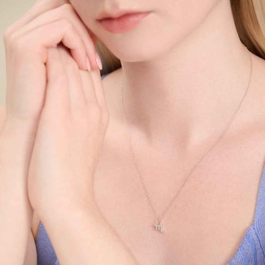 M by Monte Luna Lab-Grown Diamond Accent Scorpio Pendant in Rhodium Plated Sterling Silver front view